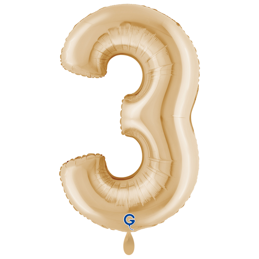 1 Balloon XXL - Number 3 White Gold