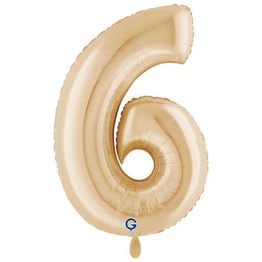 1 Balloon XXL - Number 6 White Gold