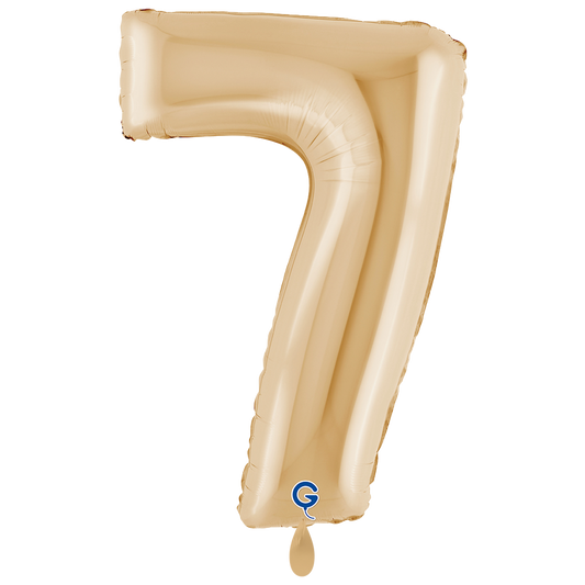 1 Balloon XXL - Number 7 White Gold