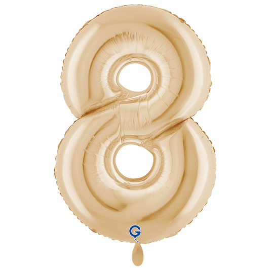 1 Balloon XXL - Number 8 White Gold