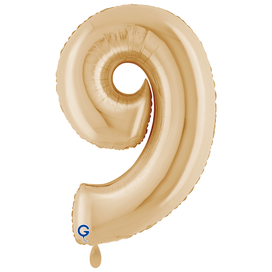 1 Balloon XXL - Number 9 White Gold