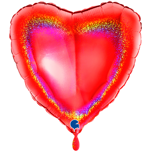 1 Balloon XXL - Heart - Glitter Holographic Red