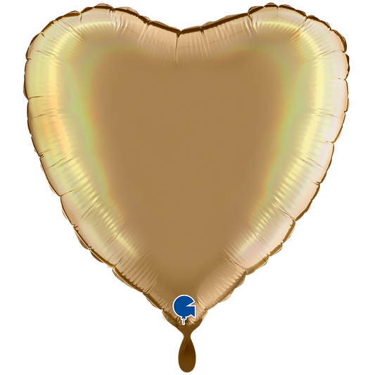 1 Balloon XXL - Heart - Rainbow Holographic Platinum Champagne