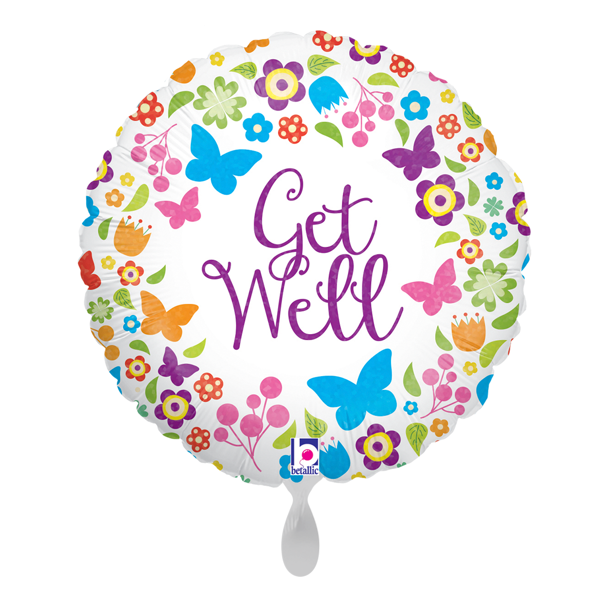 1 Balloon - Butterflies & Flowers Get Well