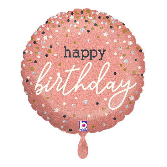 1 Balloon - Rose Gold Confetti B-Day
