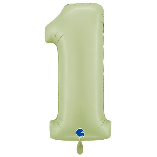 1 Balloon XXL - Number 1 - Satin Olive Green
