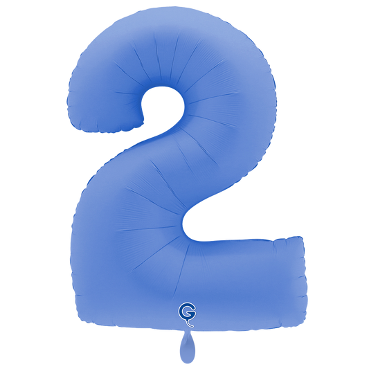 1 Balloon XXL - Number 2 - Soft Matte Lotus Blue