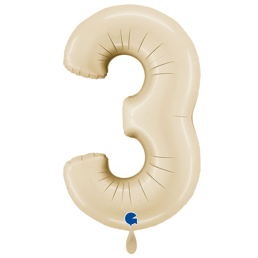 1 Balloon XXL - Number 3 - Satin Cream
