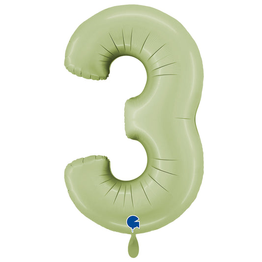 1 Balloon XXL - Number 3 - Satin Olive Green