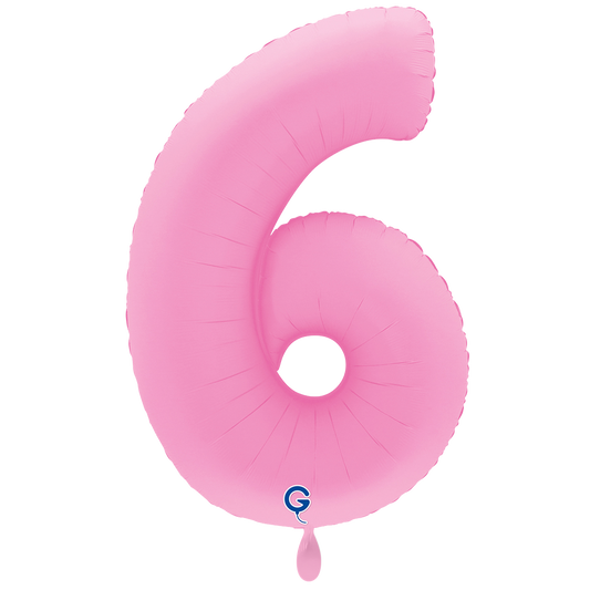 1 Balloon XXL - Number 6 - Soft Matte Sakura Pink