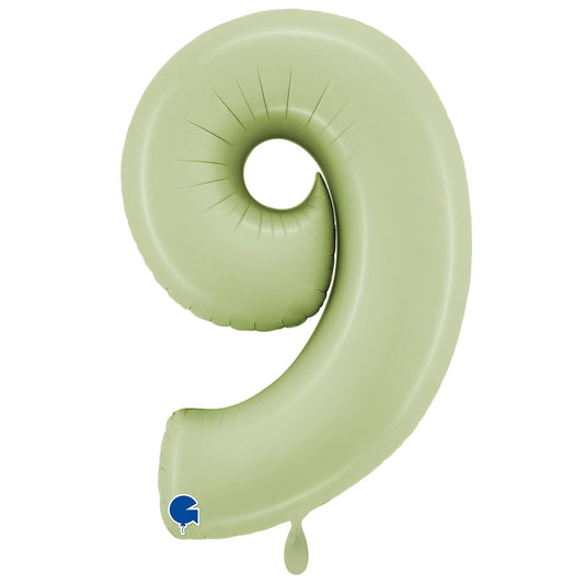 1 Balloon XXL - Number 9 - Satin Olive Green