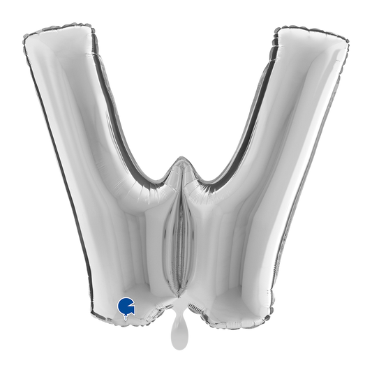 1 Balloon XXL - Letter W - Silver