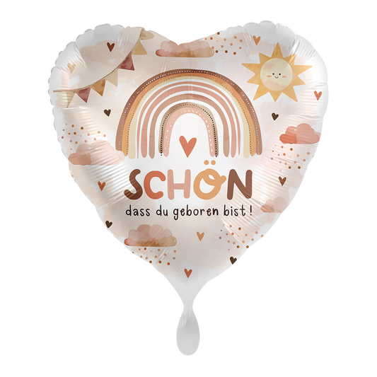 1 Balloon - Baby Neutral - Geburt Regenbogen - GER