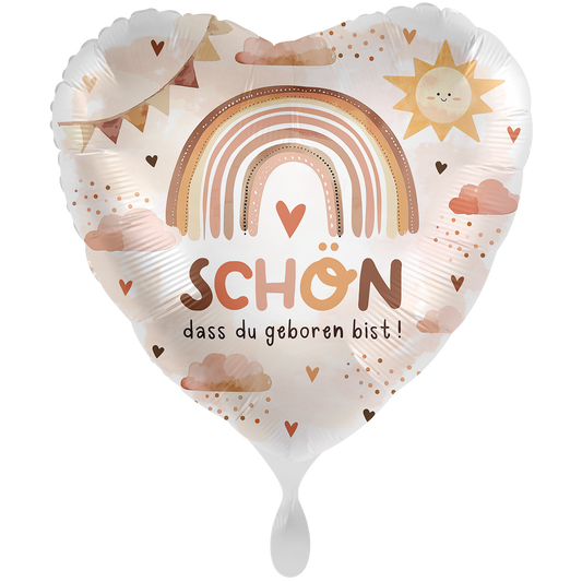 1 Balloon XXL - Baby Neutral - Geburt Regenbogen - GER