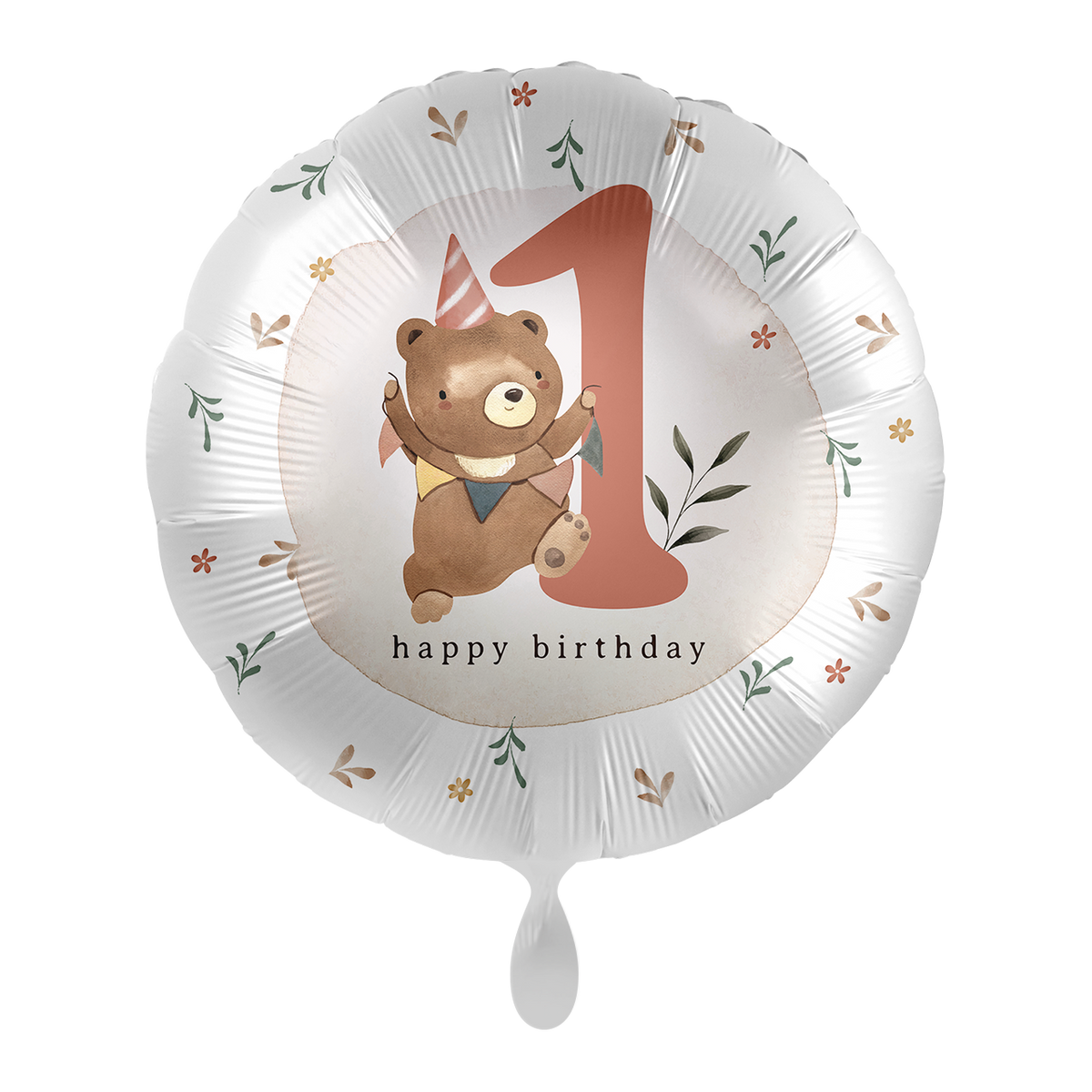 1 Balloon - Kindergeburtstag Neutral - Zahl 1 Teddy - ENG