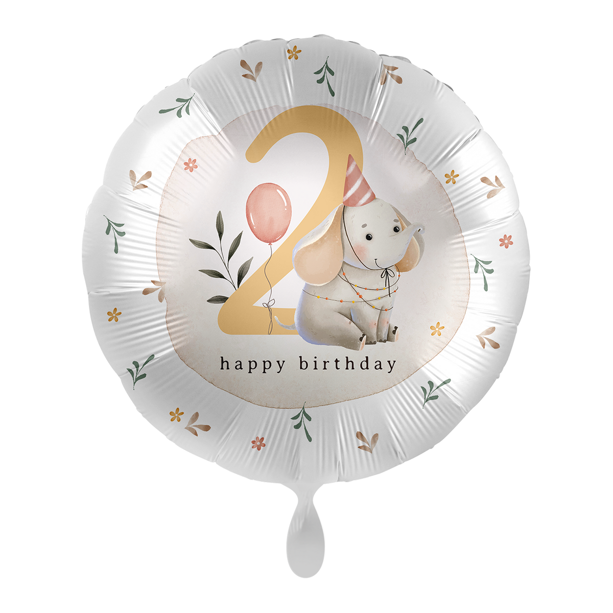 1 Balloon - Kindergeburtstag Neutral - Zahl 2 Elefant - ENG