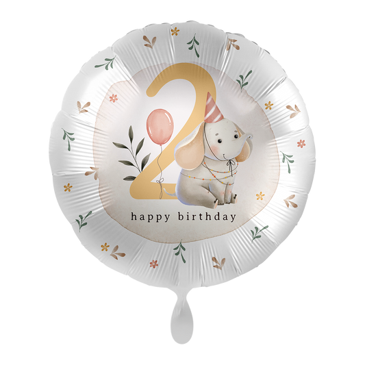 1 Balloon - Kindergeburtstag Neutral - Zahl 2 Elefant - ENG
