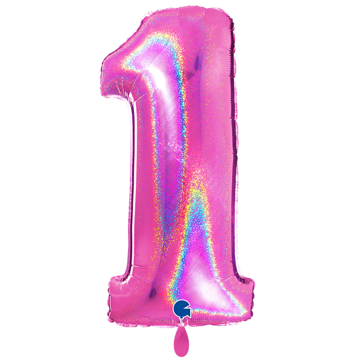 1 Balloon XXL - Number 1 - Glitter Holographic Fuxia