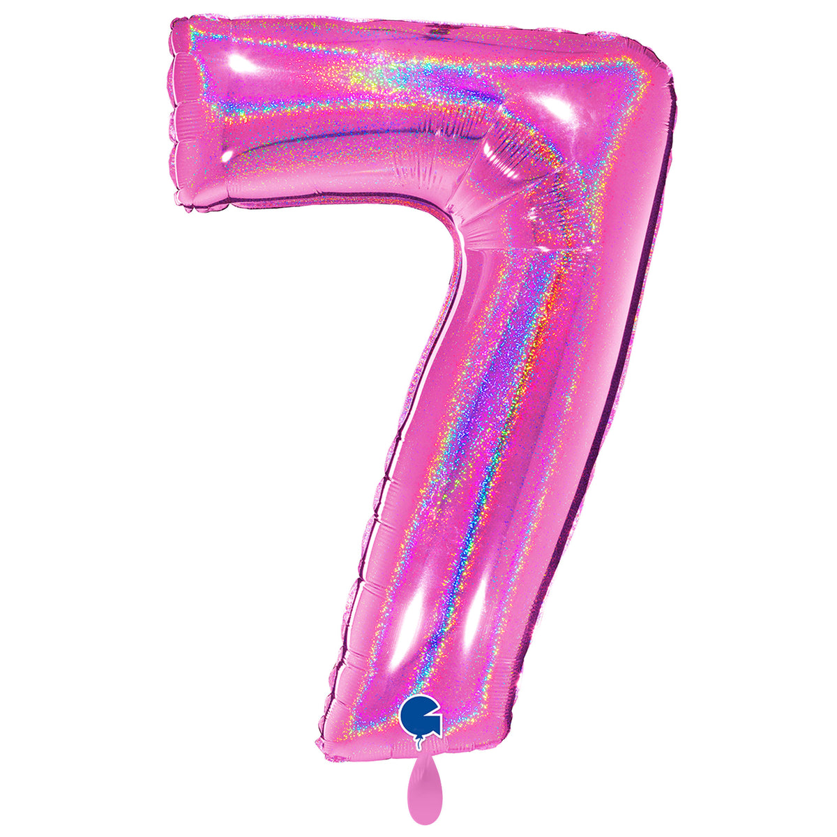 1 Balloon XXL - Number 7 - Glitter Holographic Fuxia