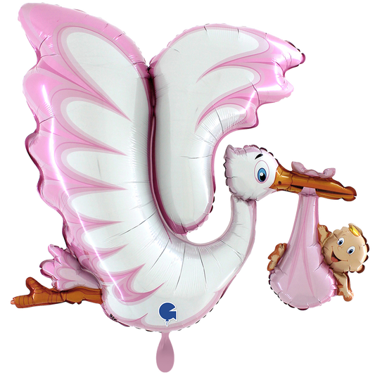 1 Balloon XXL - Baby Girl Stork