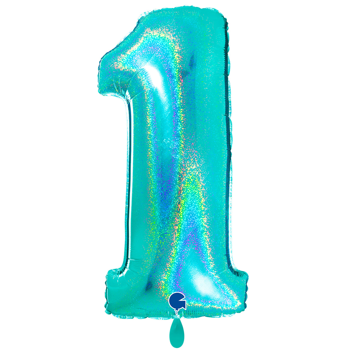 1 Balloon XXL - Number 1 - Glitter Holographic Tiffany