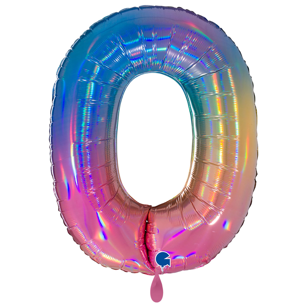 1 Balloon XXL - Number 0 - Colourful Rainbow