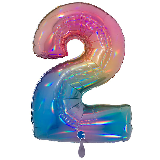 1 Balloon XXL - Number 2 - Colourful Rainbow