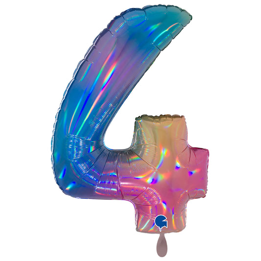 1 Balloon XXL - Number 4 - Colourful Rainbow
