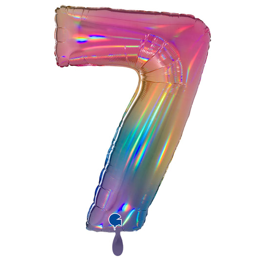 1 Balloon XXL - Number 7 - Colourful Rainbow