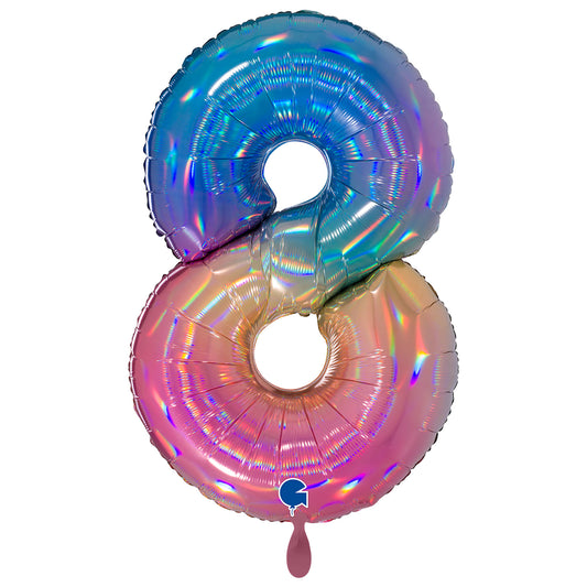 1 Balloon XXL - Number 8 - Colourful Rainbow