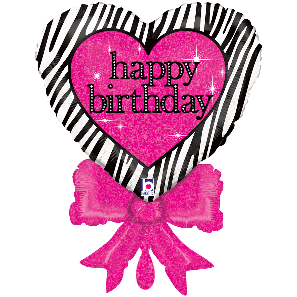 1 Balloon XXL - Birthday Zebra Heart Bow