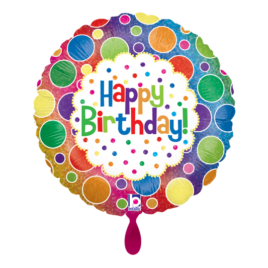 1 Balloon - Rainbow Dots Birthday