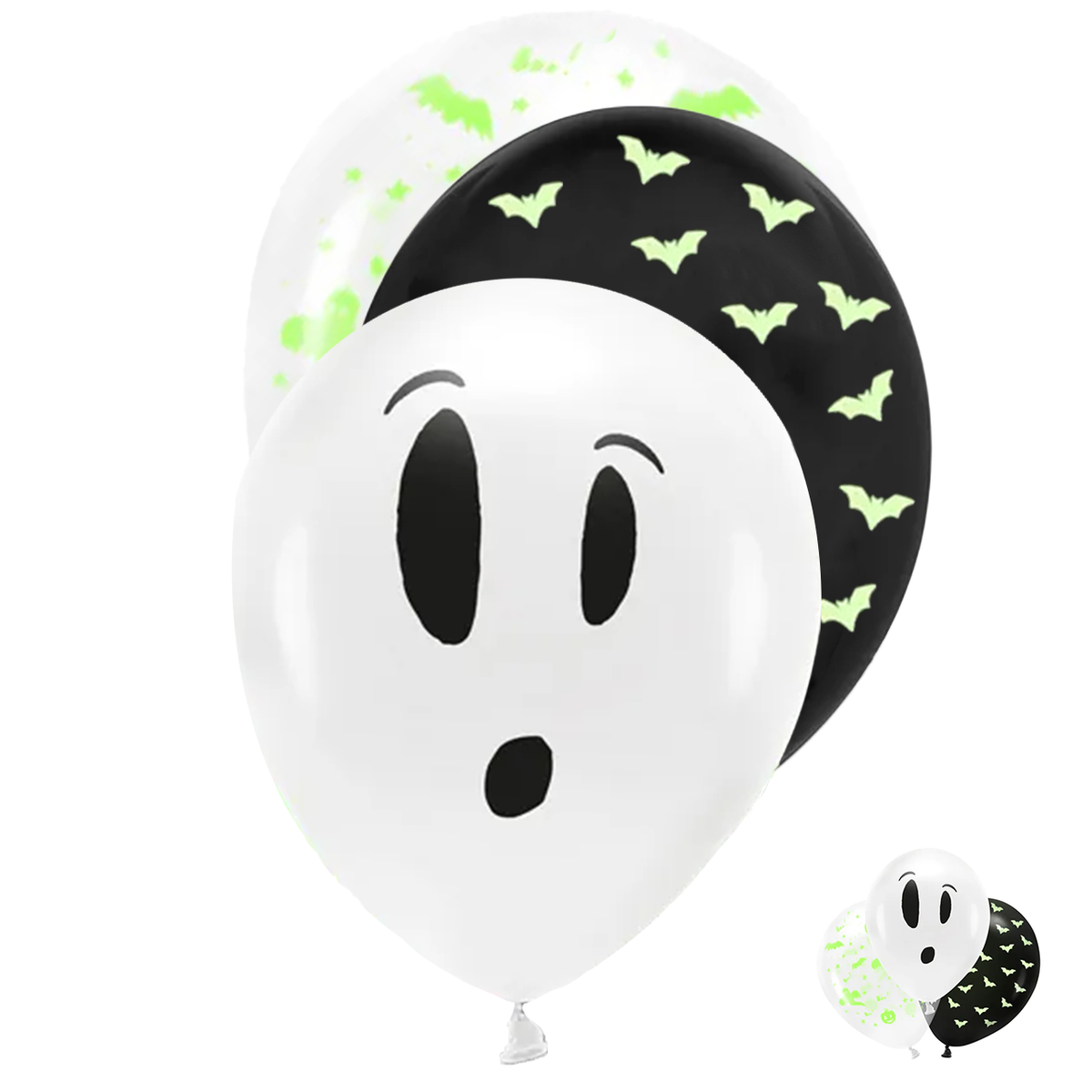 3  Blacklight Ballons Ø 27cm - BOO! Mix