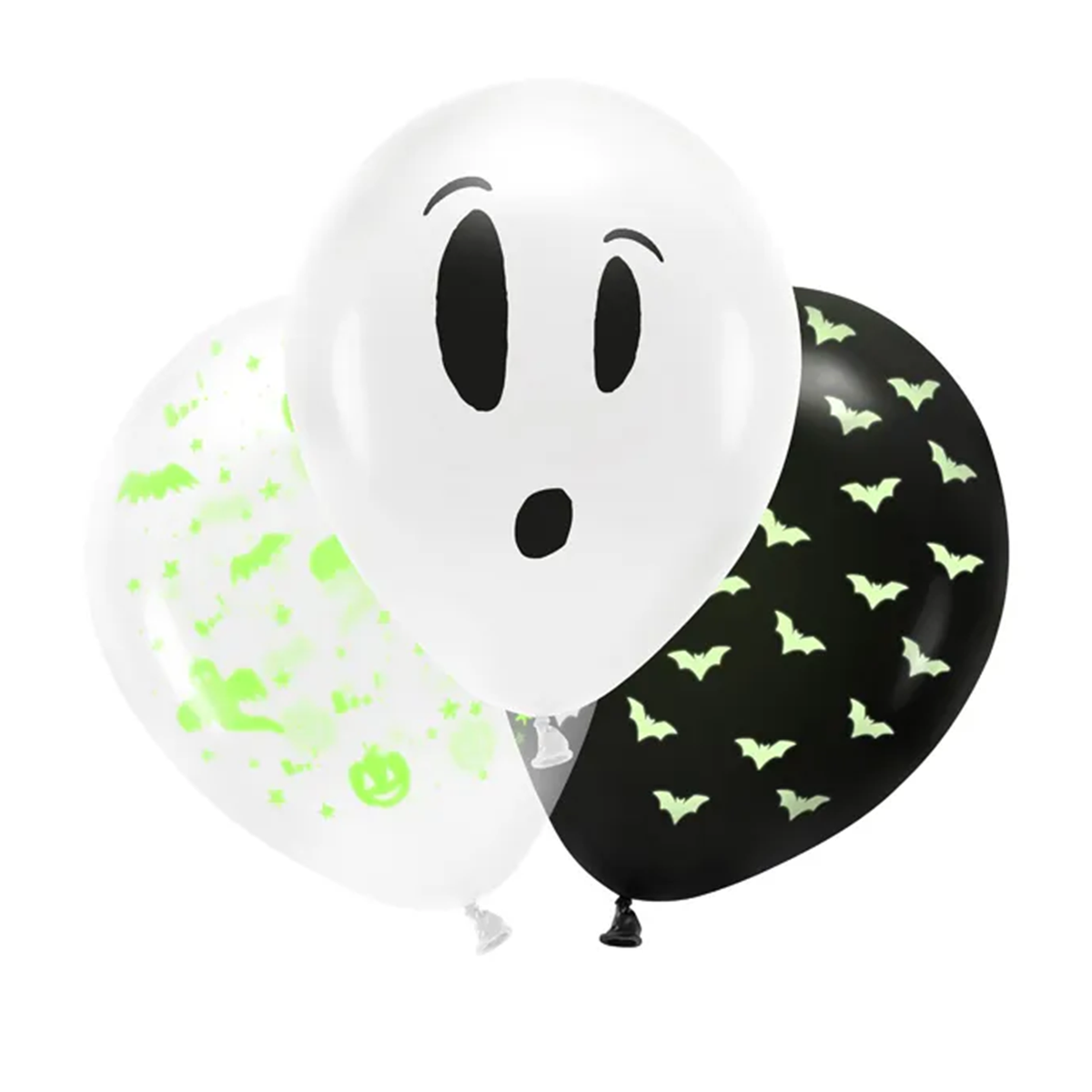 3  Blacklight Ballons Ø 27cm - BOO! Mix