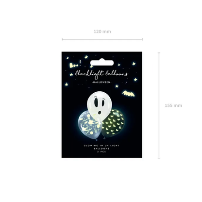 3  Blacklight Ballons Ø 27cm - BOO! Mix