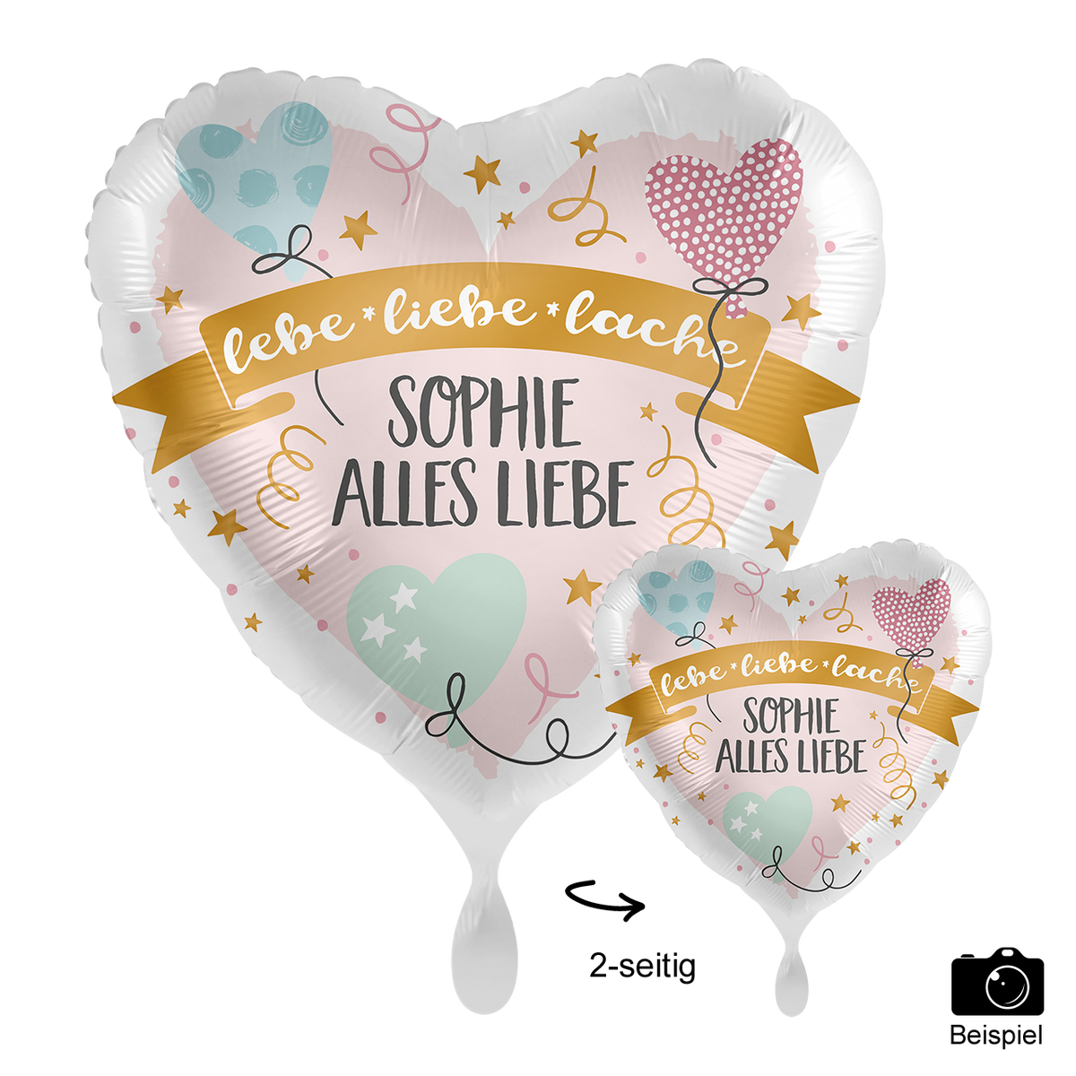 1 Ballon mit Text - Birthday lebe liebe lache