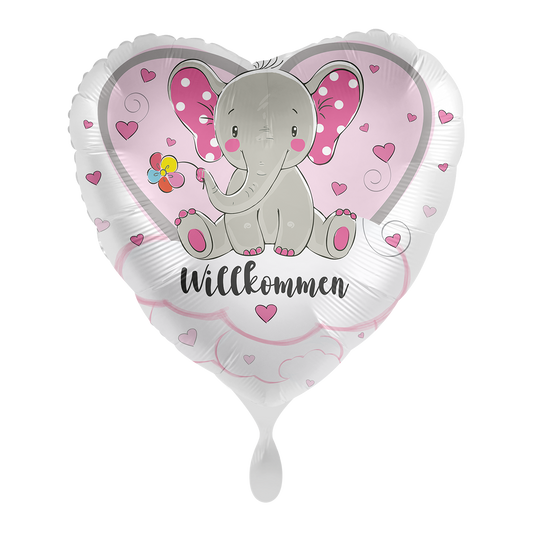 1 Ballon - Elefant Willkommen Rosa