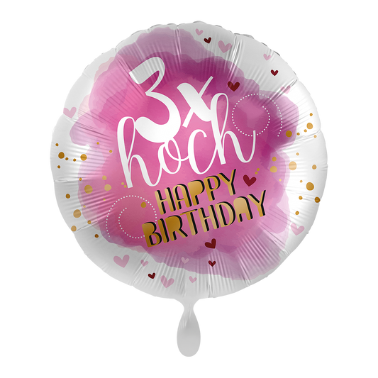 1 Ballon - 3x hoch Happy Birthday