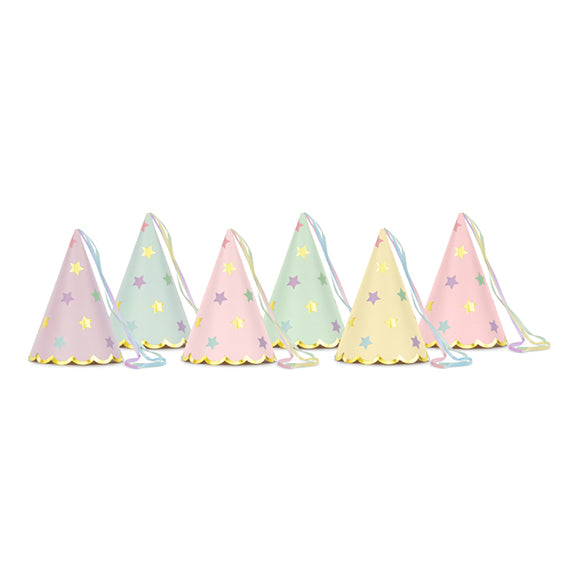 6 Partyhüte - Shiny Stars