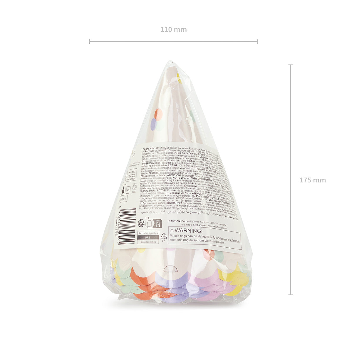 6 Partyhüte - Confetti