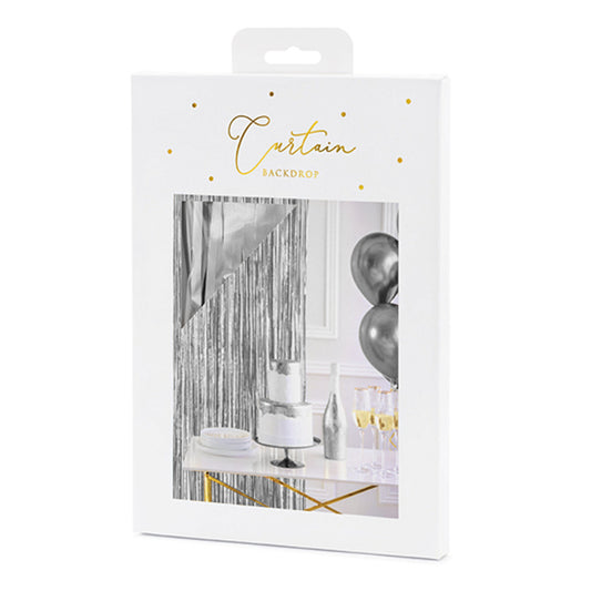 1 Glittervorhang - 2,5m - Silber