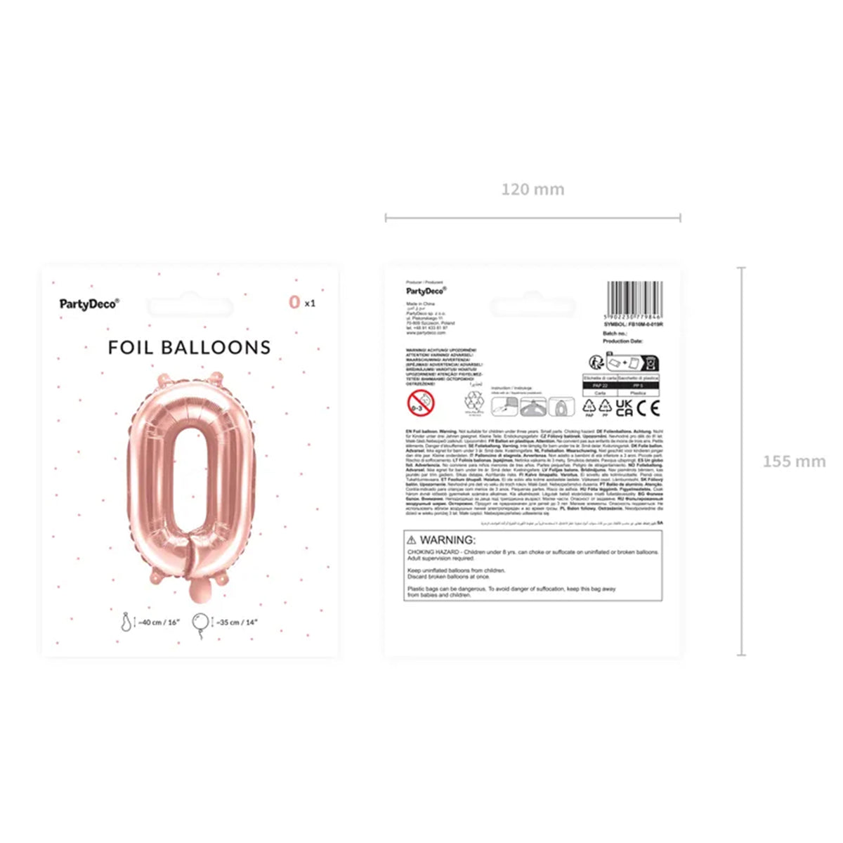 1 Balloon XS - Zahl 0 - RoséGold