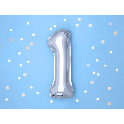 1 Balloon XS - Zahl 1 - Silber