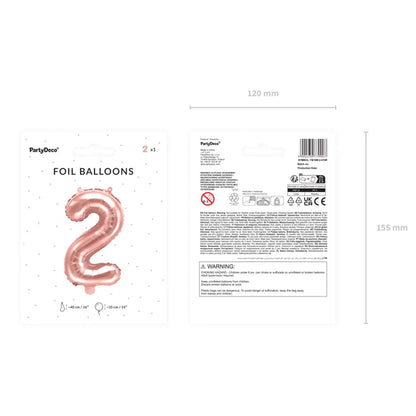 1 Balloon XS - Zahl 2 - RoséGold