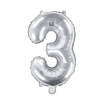 1 Balloon XS - Zahl 3 - Silber