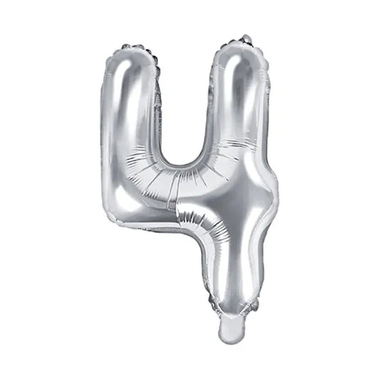 1 Balloon XS - Zahl 4 - Silber