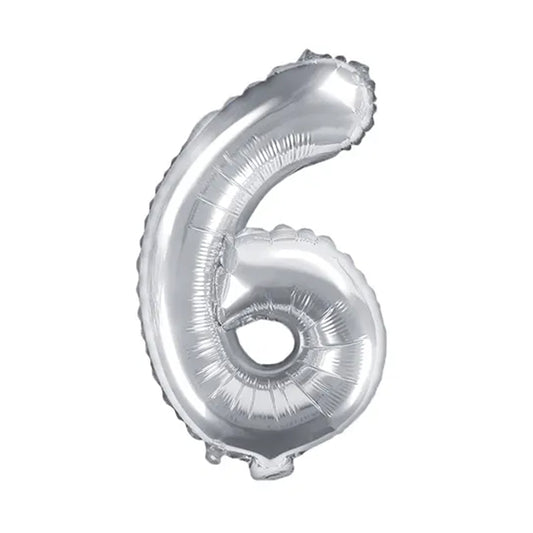 1 Balloon XS - Zahl 6 - Silber