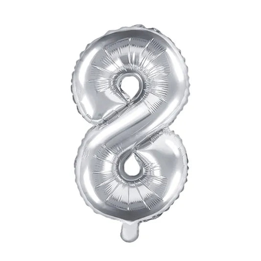 1 Balloon XS - Zahl 8 - Silber