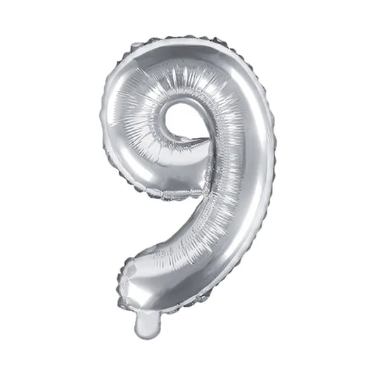 1 Balloon XS - Zahl 9 - Silber