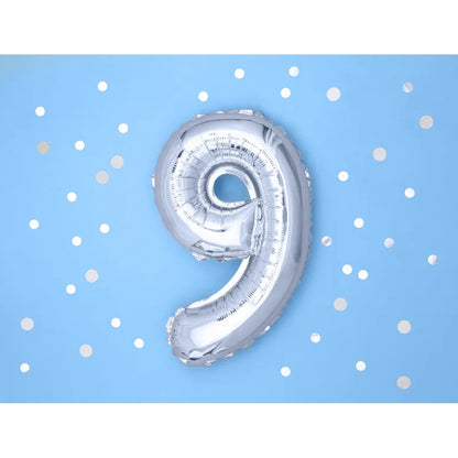 1 Balloon XS - Zahl 9 - Silber